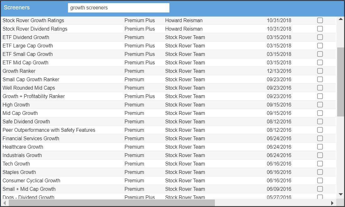 List of growth stock screeners
