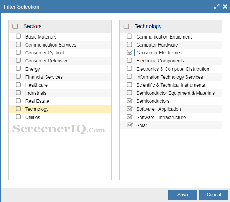 sector industry list
