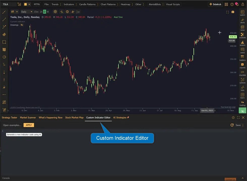 Step 2 - Open the Custom Indicator Editor in TrendSpider